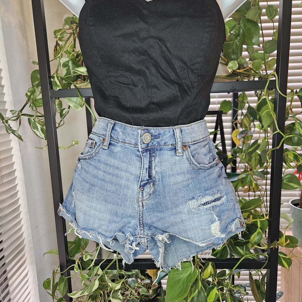 Aeropostale Light Blue Distressed Jean Shorts